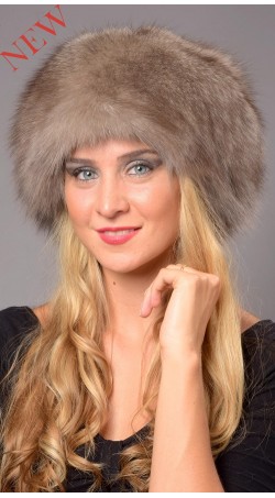 Cappello in volpe scandinava grigio-zaffiro